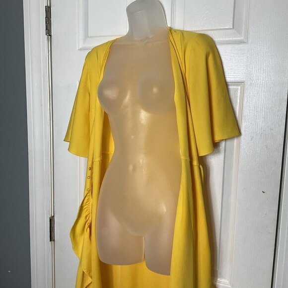 Top Shop Ruffle True Wrap A-Line Yellow Dress Size 2 Short Sleeve - Picture 15 of 16